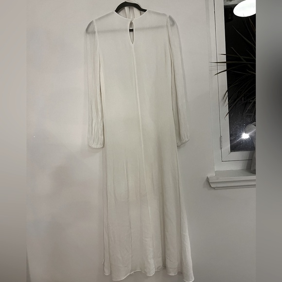 Reformation maxi long sleeve crepe dress with side slit and tie waist S - Picture 2 of 4